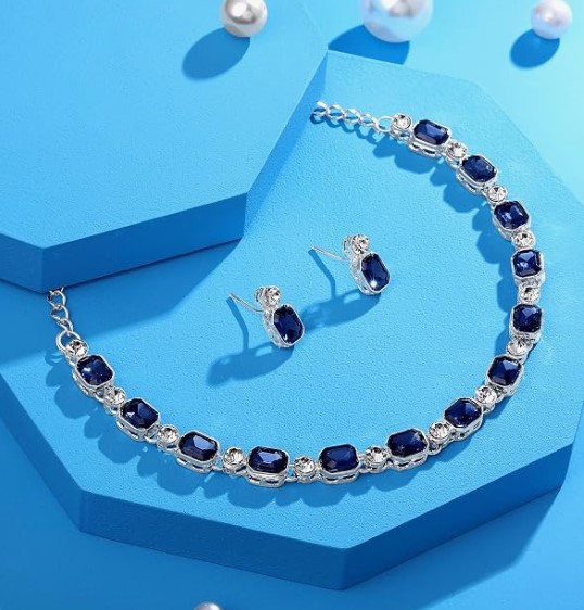 Silver Plated Necklace with Earrings